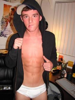 mostlymensunderwear:He thought posing on his webcam was a good