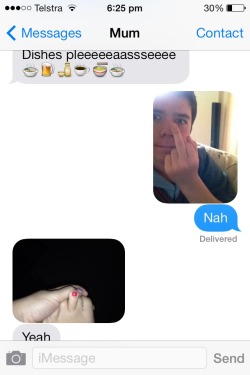 spankmehardbarry:  clestroying:  This is how me and my mum communicate