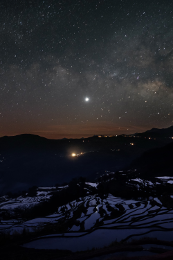 expressions-of-nature:  Yunnan Rice Terrace under Milky Way by