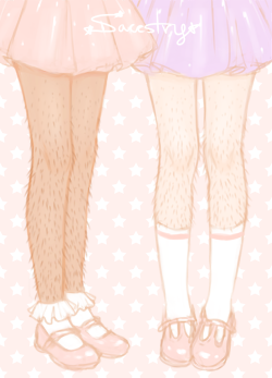 saccstry:  Pastel girls with hairy legs c: I drew this because