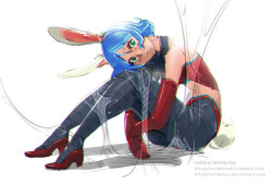  Bunny Girl in web bondage. Collaboration with guest artist Shimizu