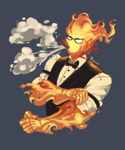 pegushi:  Grillby’s fucking pissed. also he smokes the cigar