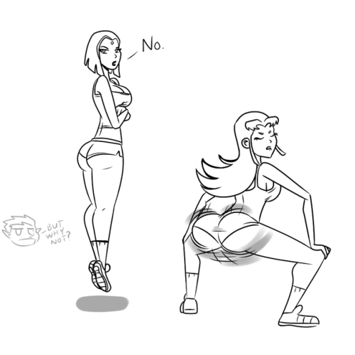 chillguydraws:  Two Titan booty doodle from tonight’s stream.  Man, I had missed out tonight. Good stuff, chill!!