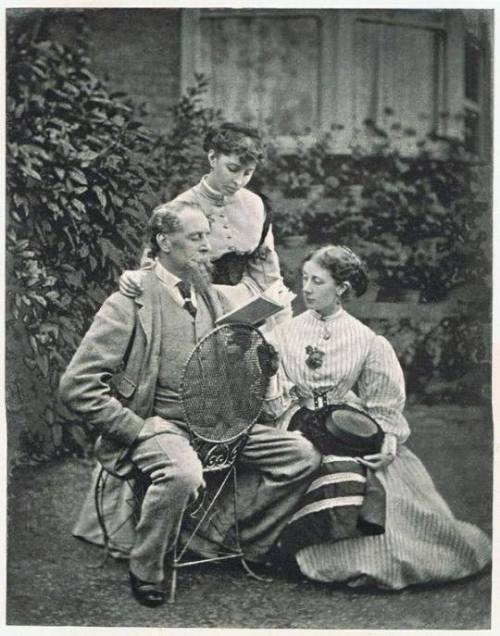 Charles Dickens reading to his two daughters, ‘Mamie’ and