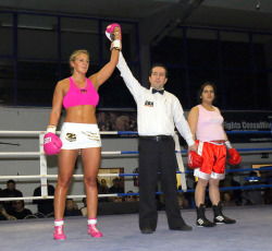 Boxing match victory pose