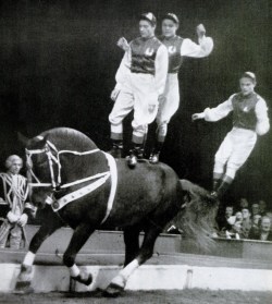 Three (?) men on a horse by Richard Barrett-Lennard, 1955.