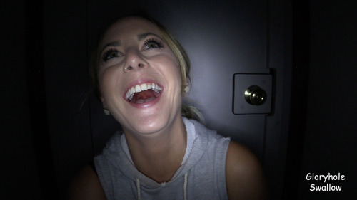 Nothing puts a smile on her face like a big cock that shoots a big load at the Gloryhole.