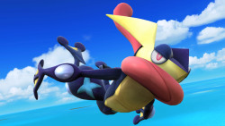 ampharos:  New Smash Bros Wii U screens featuring Greninja 