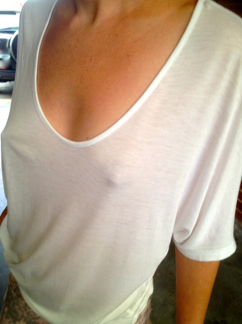 Flash-Public: One of the biggest “flash-public”/“see-through”/“no underwear”- Collection at tumblr. Feel free to reblog and follow. brafreebeautiful:   Wife around the house in a white see through top with no bra.  I