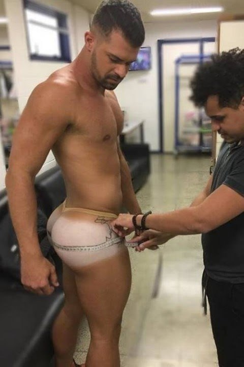 nymphomx:  kensprof:  Measuring Bruno For His Mankini.   YASS!