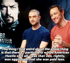 dehaanradcliffe:  Daniel Radcliffe (with James McAvoy) when asked