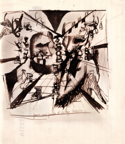 guggenheim-art: Study for “Portrait of Chess Players” by