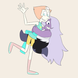 missgreeneyart: Pearl and Amethyst about to fall over