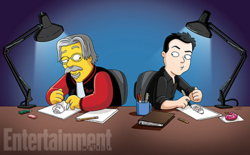 popculturebrain:  Matt Groening and Seth MacFarlane draw each other | EW 