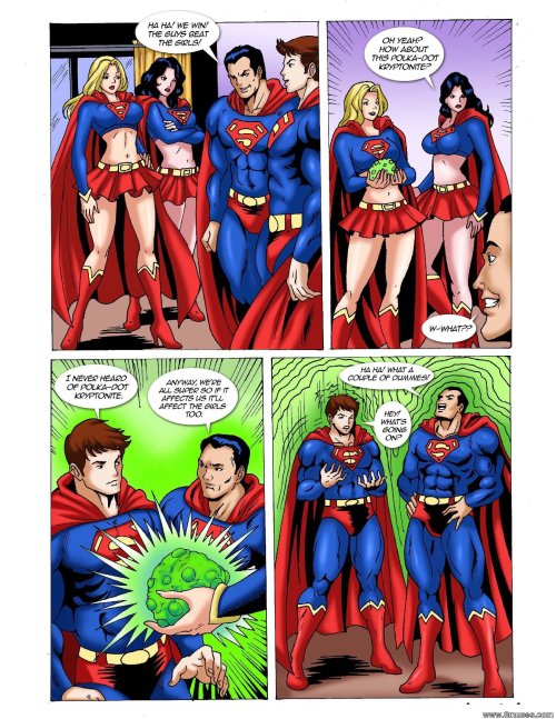 gendertransformation:  Polka-dot krypotonite: transforms supergirls into supermen and supermen into girls. 