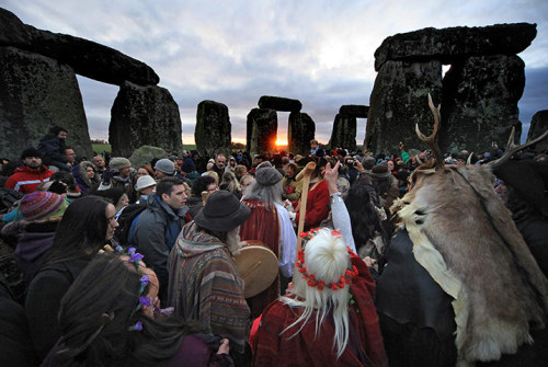 Over 3,500 people, including Druids and Pagans, gathered at Stonehenge in Wiltshire, England, today to watch the sunrise at 8:04 a.m. and celebrate the winter solstice, the Northern Hemisphere’s shortest day of the year