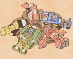 evilhasnever:  kishimen-p:  TF G1 log  OPTIMUS PETTING EVERYONE