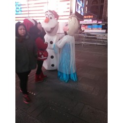 But why were Elsa & Olaf doing a DROP in Times Square for