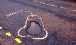 abesodyssey:  This man is painting penises on potholes so the