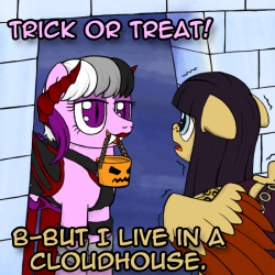 ask-acepony:  Deagle if you think you can avoid non-pegasi trick-or-treaters