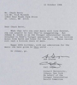 mindblowingscience: Carl Sagan & Ann Druyan wrote a letter