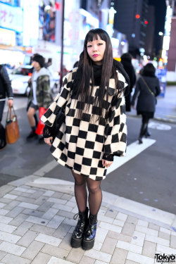 tokyo-fashion:  Appy on the street in Harajuku at night with