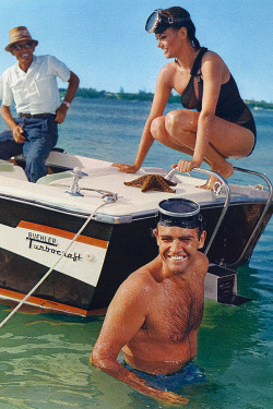 Sean Connery and Claudine Auger on the set of Thunderball (1965)