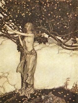 mythologyrules:  Freia, an illustration by Arthur Rackham (1910)