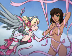 Mercy and Pharah Breast Examine  A breast examine today, can