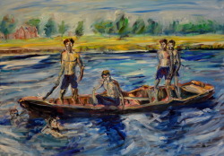 stevendag:  the lake (work in progress) oil painting on canvas