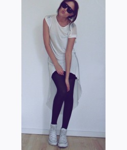razumichin2:  White mini midi dress, black tights, white converse