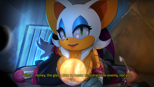 plantpenetrator:  “Man myst what a stupid idea” Yeah yeah, I thought it was ridiculous enought to be funny. Plus that GUN agent seems to be enjoying it. But seriously, I shouldn’t like Rouge this way. I swear Sonic Team went a long way to