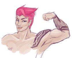skuttzy:I just keep drawing her amazing bicepts…  Trying to