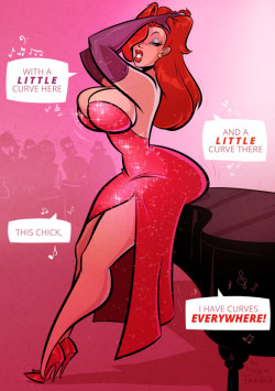 Jessica Rabbit - Curves Everywhere - Cartoon PinUp Commission