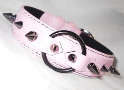 thespikedcat:  Pink Repurposed Leather Pink and Black Pastel