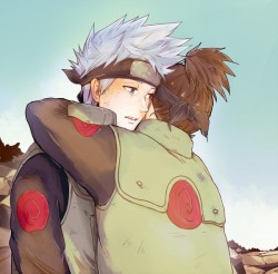 narutocouples:  Art by ã‚†ã® [pixiv] Tengo que reconocer que a mi, personalmente, no me gusta demasiado esta pareja, pues prefiero a Kakashi con otros personajes, pero tengo que reconocer que esta imagen es preciosa *0* Si quieres encontrar mÃ¡s material