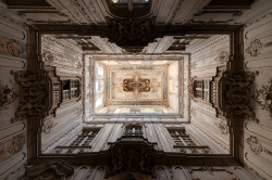 beautyofabandonedplaces:  Looking up the stair hall of an abandoned