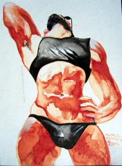 hairyartist:  “leather stretch” watercolor and dyes on paper;
