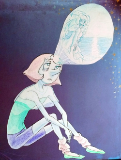 dratthepopulation:  Young Pearl, uh, ‘coping.’ Colored pencils,
