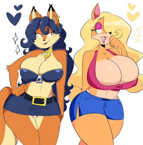 grimphantom2:  ninsegado91:  bungee-gumu:  carmelita and tawna  My twitter  Sexy  Extra thicc anthro!  