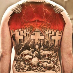 tattotodesing:  Back Tattoo Death Crosses  - http://tattootodesign.com/back-tattoo-death-crosses/