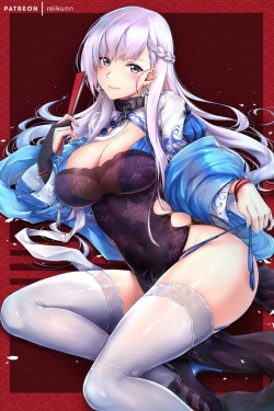 rei kun azur lane belfast (azur lane) chinadress cleavage heels