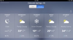 Woweeee look at Colorado Springs low temp for Thursday! Minus