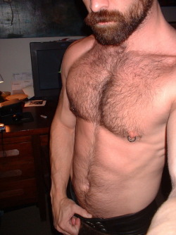 iammegadaddyissues:  i love a hairy Man’s pierced nipples.