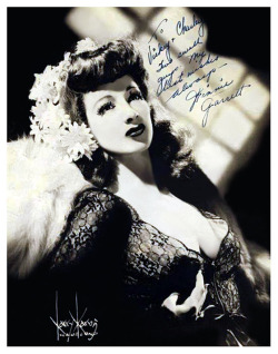       Winnie Garrett       aka. “The Flaming Redhead”.. Vintage 40&rsquo;s-era promo photo personalized: “To Vickey &amp; Charley — Two swell guys. My best wishes always — Winnie Garrett”      