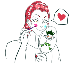 spicychocolatecake:  getting ready~i imagine hisoka hates putting