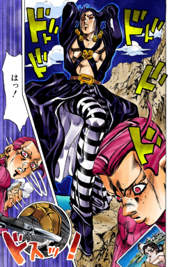 r18yonaka: The most important Vento Aureo panel, now in color.