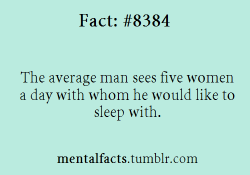 mentalfacts:  Fact  8384:  The average man sees five women a
