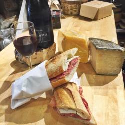 foodpornit:  Prosciutto & Cheese sandwiches and Wine #FoodPorn