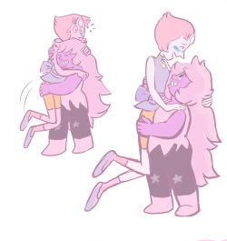 crystal-meepmorps:Amethyst sweeping Pearl off her feet, literally. 